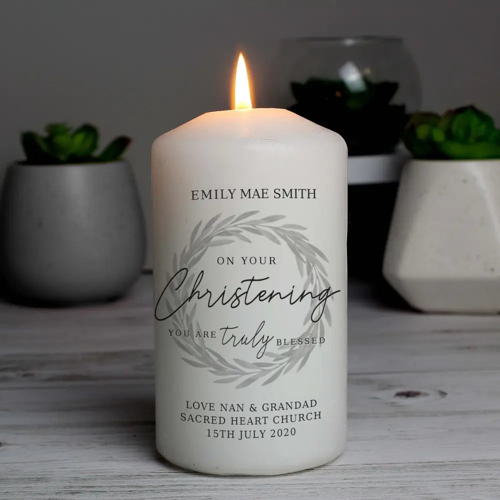 Candles & Reed Diffusers Personalised 'Truly Blessed' Christening Pillar Candle