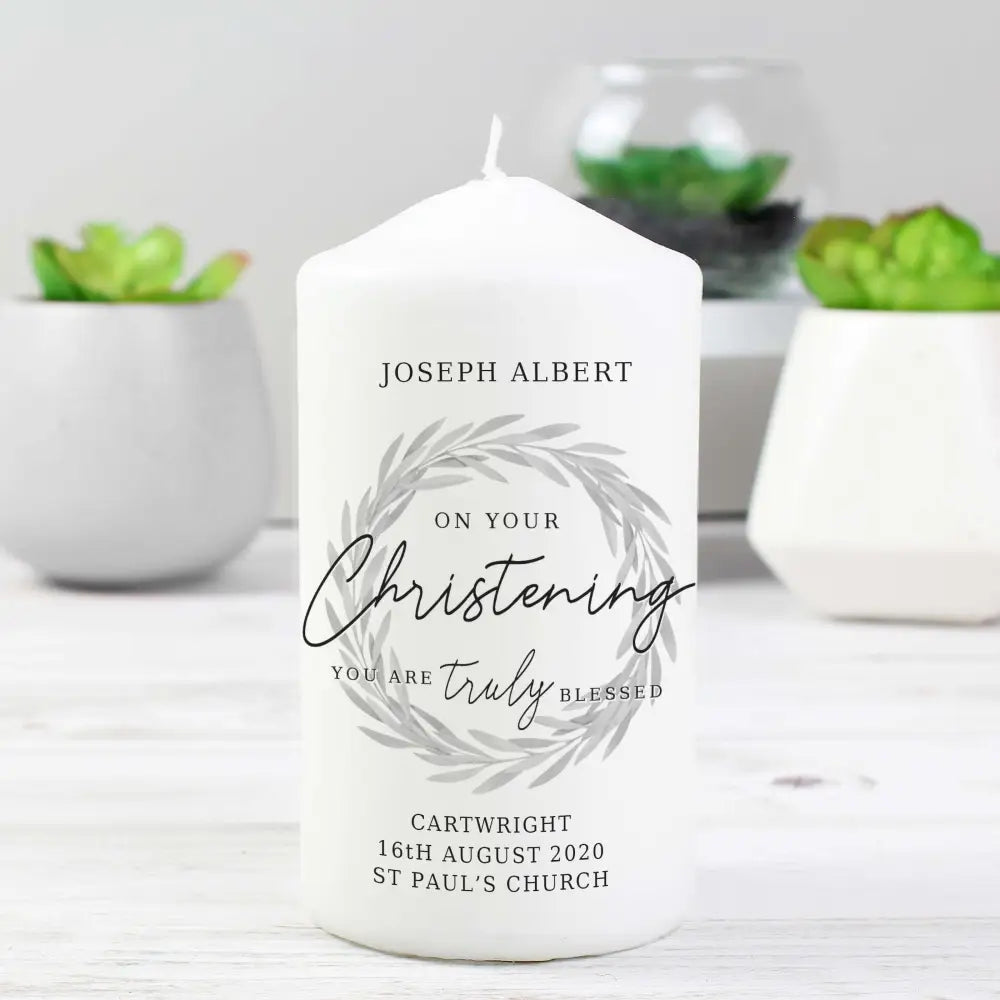 Candles & Reed Diffusers Personalised 'Truly Blessed' Christening Pillar Candle
