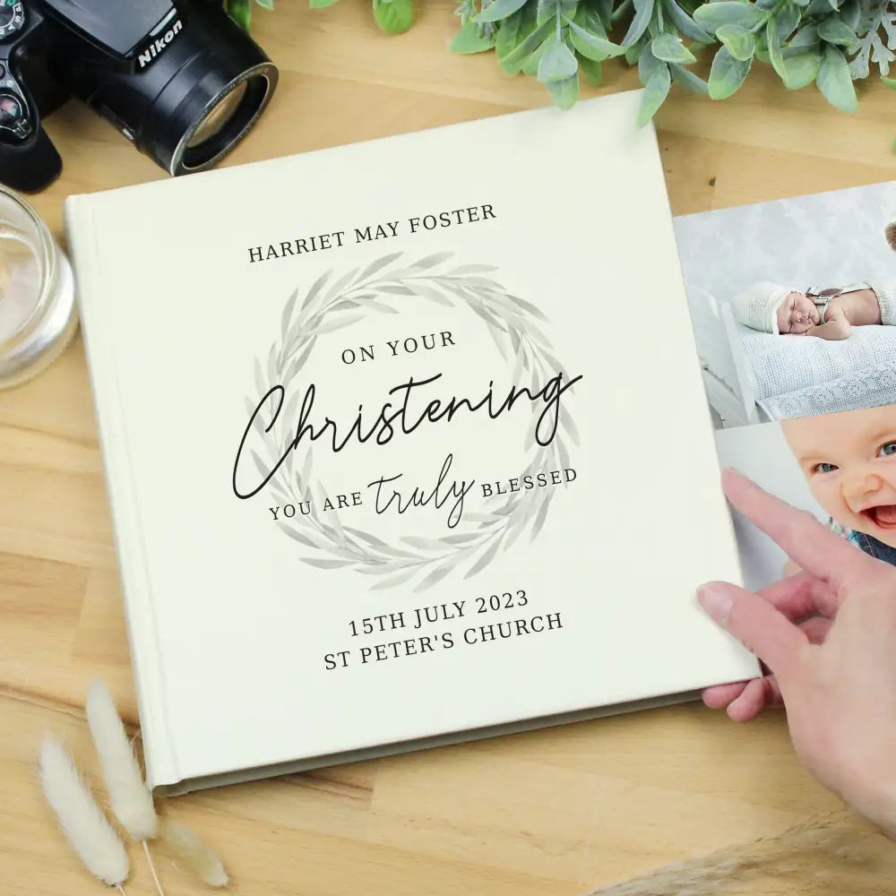 Photo Frames, Albums and Guestbooks Personalised Truly Blessed Christening Square Photo Album