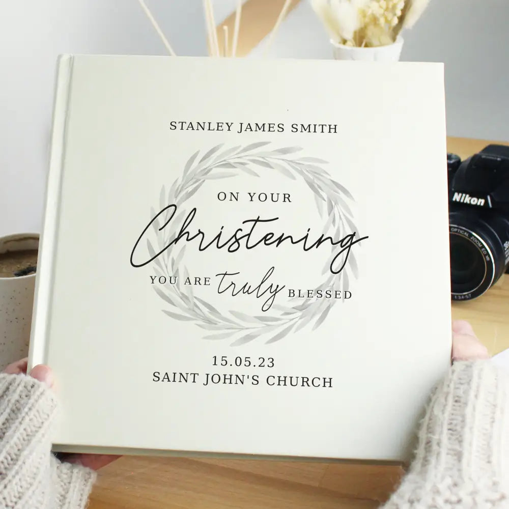 Photo Frames, Albums and Guestbooks Personalised Truly Blessed Christening Square Photo Album