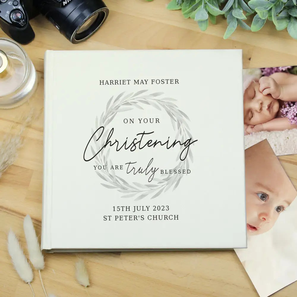 Photo Frames, Albums and Guestbooks Personalised Truly Blessed Christening Square Photo Album