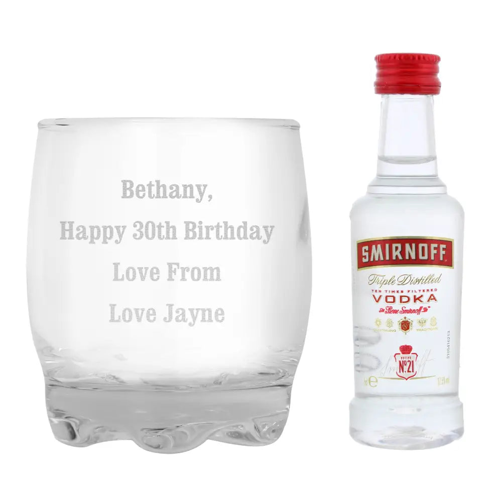 Alcohol Personalised Tumbler and Smirnoff Vodka Miniature Set