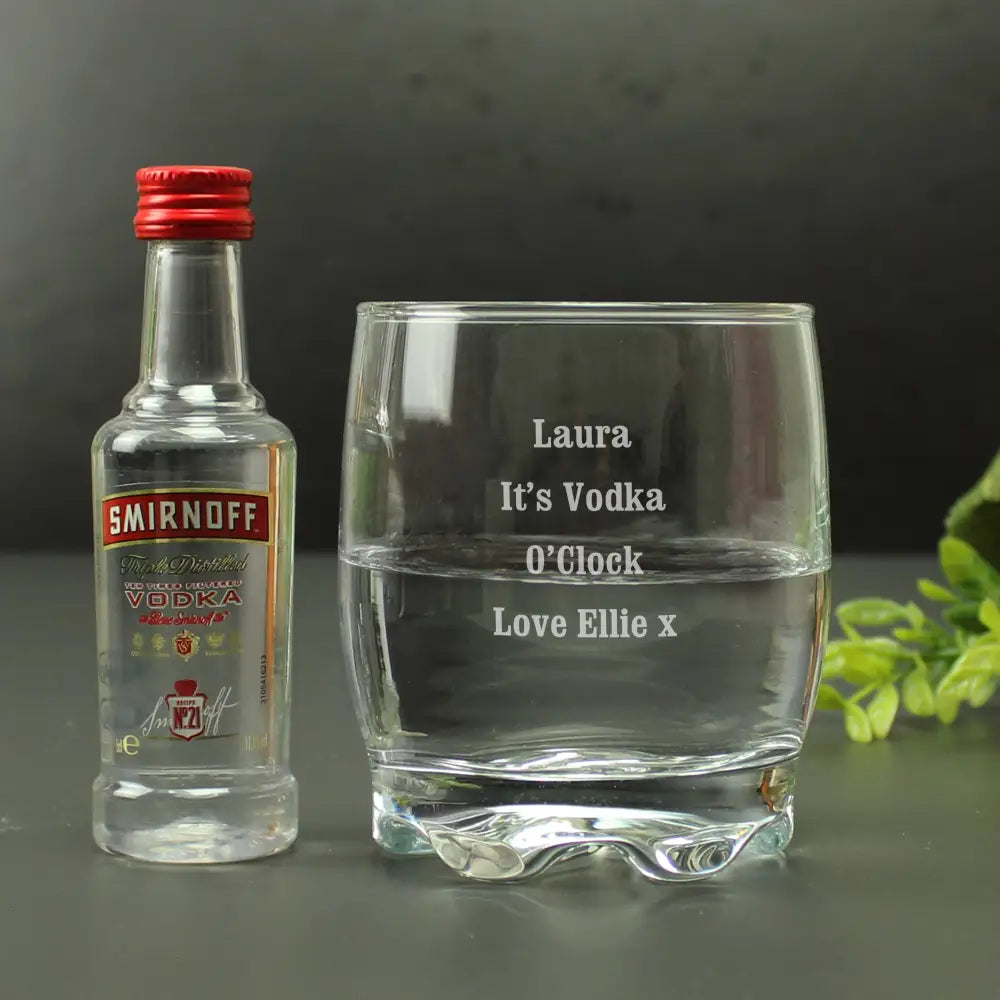 Alcohol Personalised Tumbler and Smirnoff Vodka Miniature Set