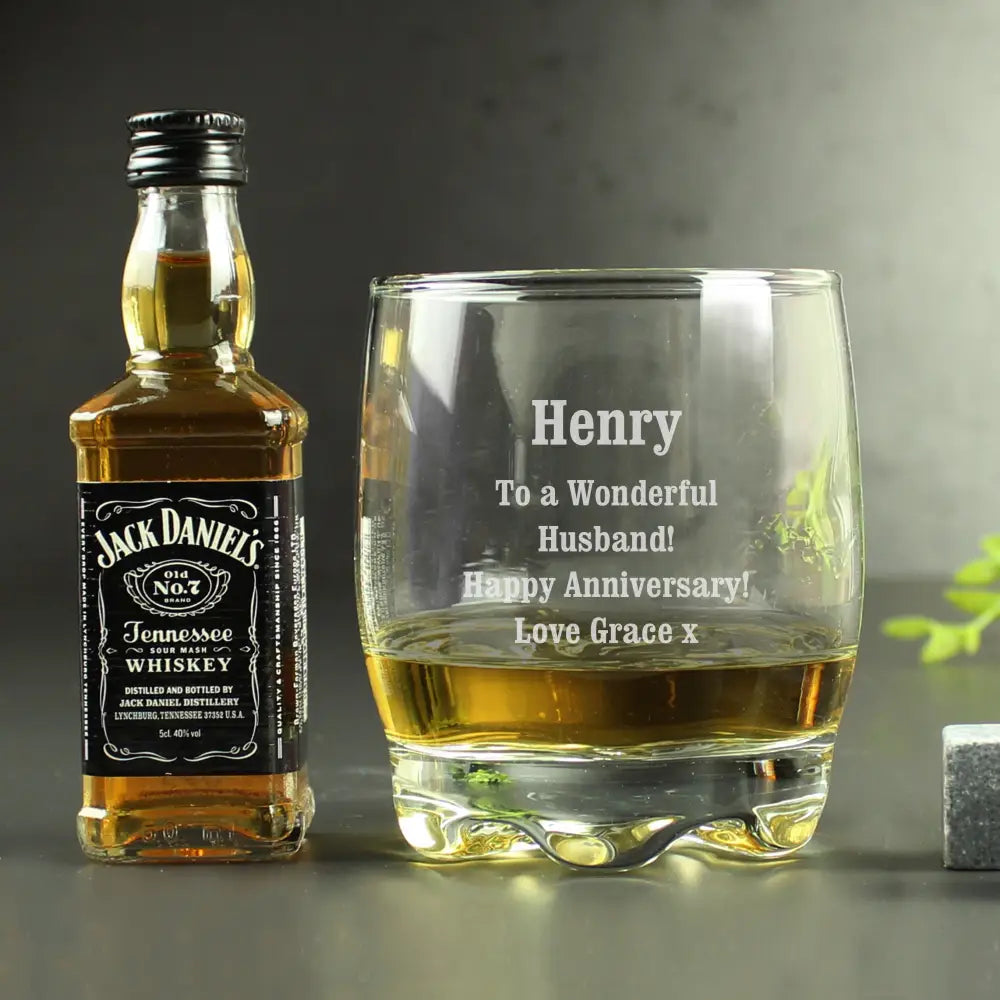 Alcohol Personalised Tumbler and Whiskey Miniature Set