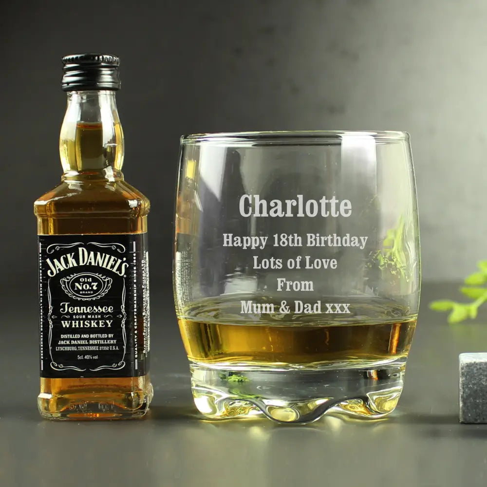 Alcohol Personalised Tumbler and Whiskey Miniature Set