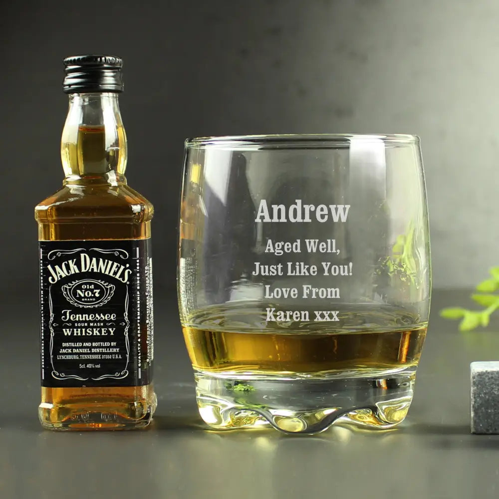 Alcohol Personalised Tumbler and Whiskey Miniature Set