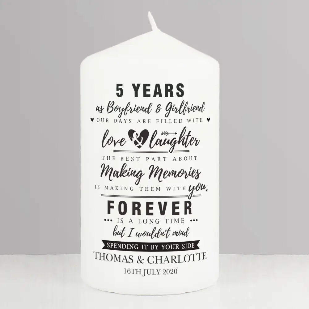 Candles & Reed Diffusers Personalised Typography Anniversary Pillar Candle