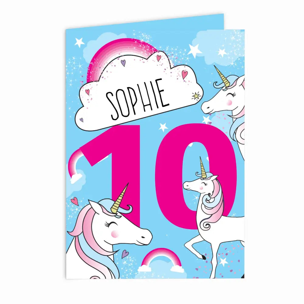 Greetings Cards Personalised Unicorn Birthday Card