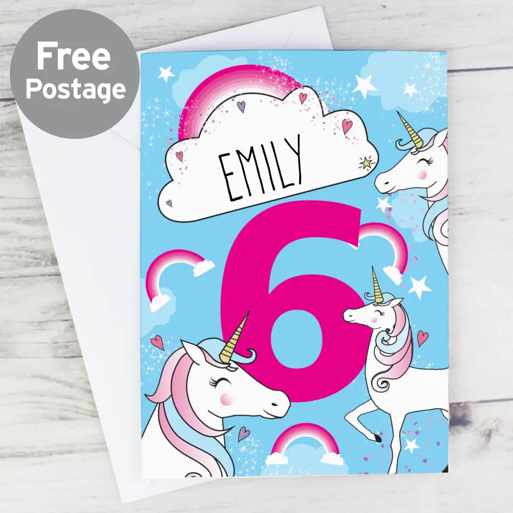 Greetings Cards Personalised Unicorn Birthday Card