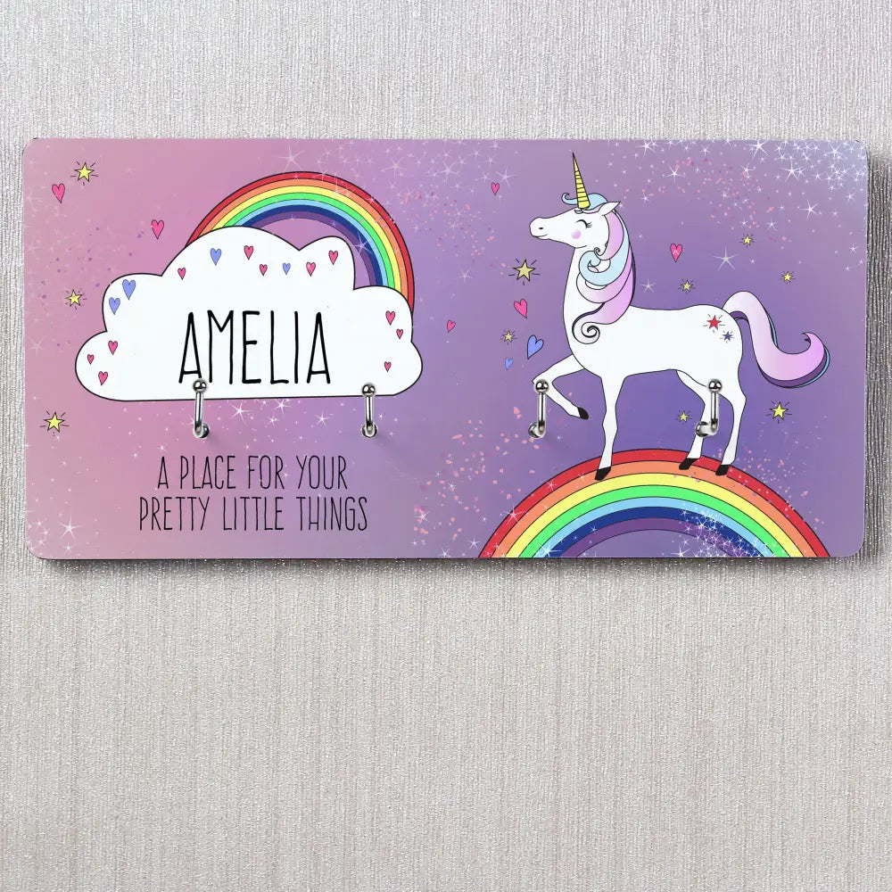 Wooden Personalised Unicorn Jewellery Hooks