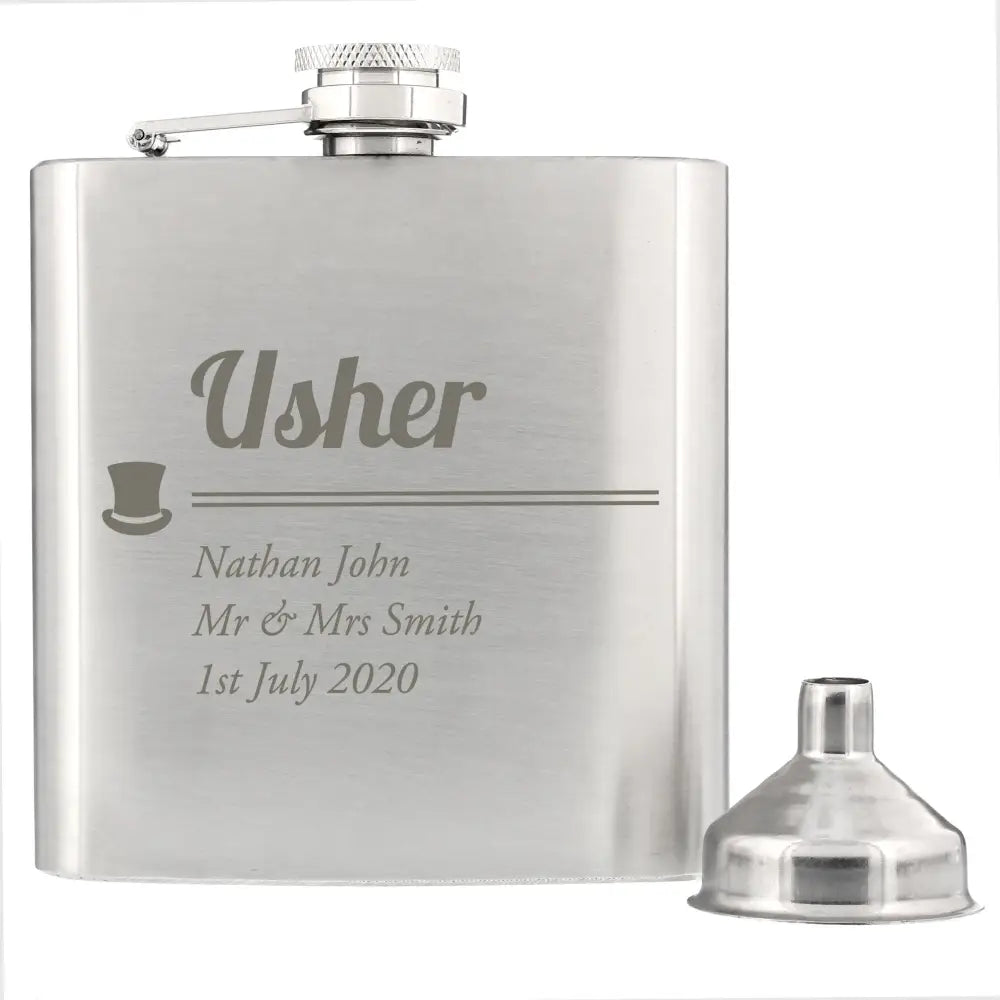 Glasses & Barware Personalised Usher Hip Flask