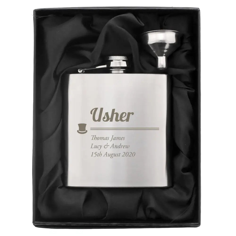 Glasses & Barware Personalised Usher Hip Flask