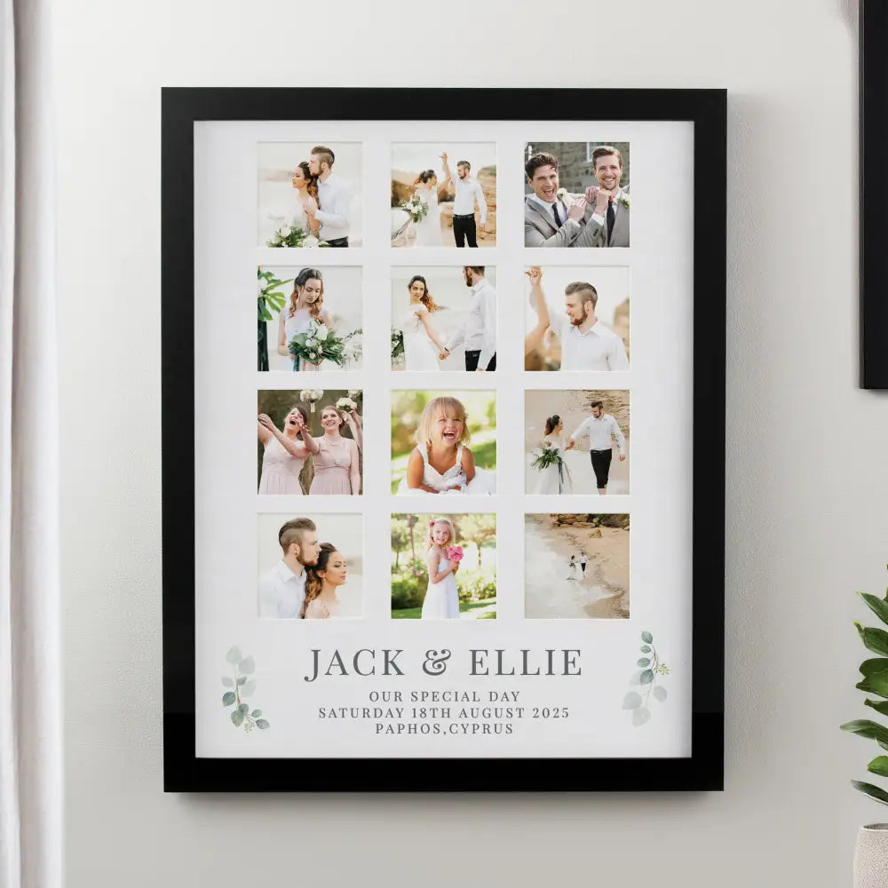 Photo Frames, Albums and Guestbooks Personalised Wedding Black Multi Photo Frame