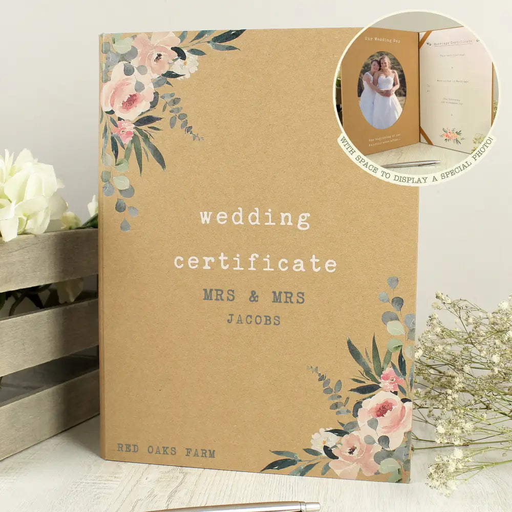 Keepsakes Personalised Wedding Certificate and Photo Display Book