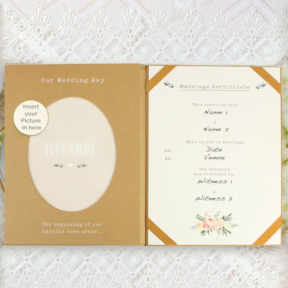 Keepsakes Personalised Wedding Certificate and Photo Display Book