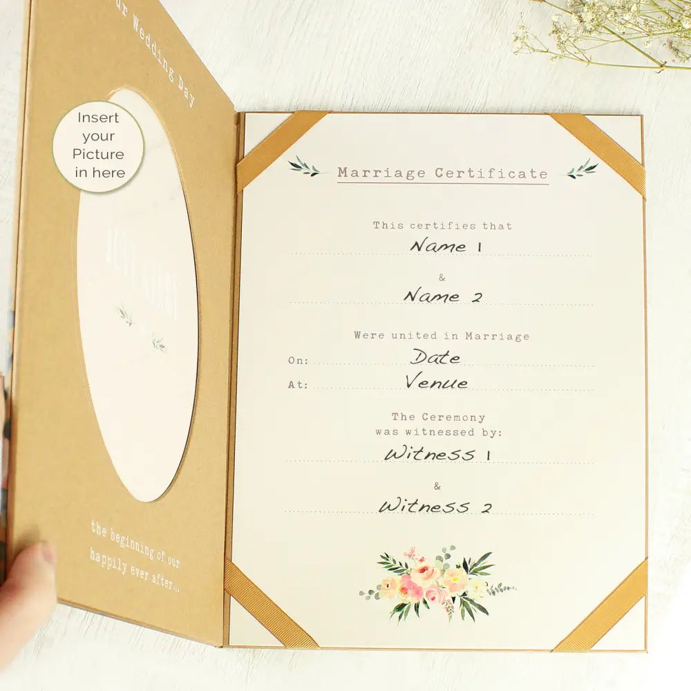 Keepsakes Personalised Wedding Certificate and Photo Display Book