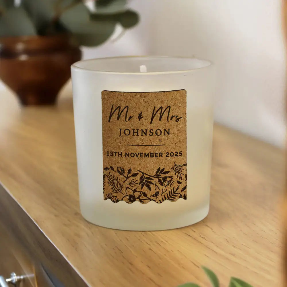 Candles & Reed Diffusers Personalised Wedding Cork Label Candle Jar