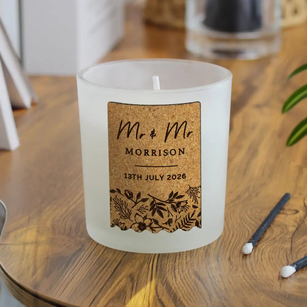 Candles & Reed Diffusers Personalised Wedding Cork Label Candle Jar