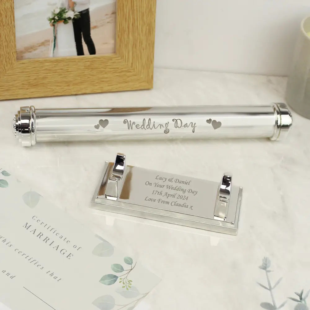 Keepsakes Personalised Wedding Day Silver Plated Certificate Holder