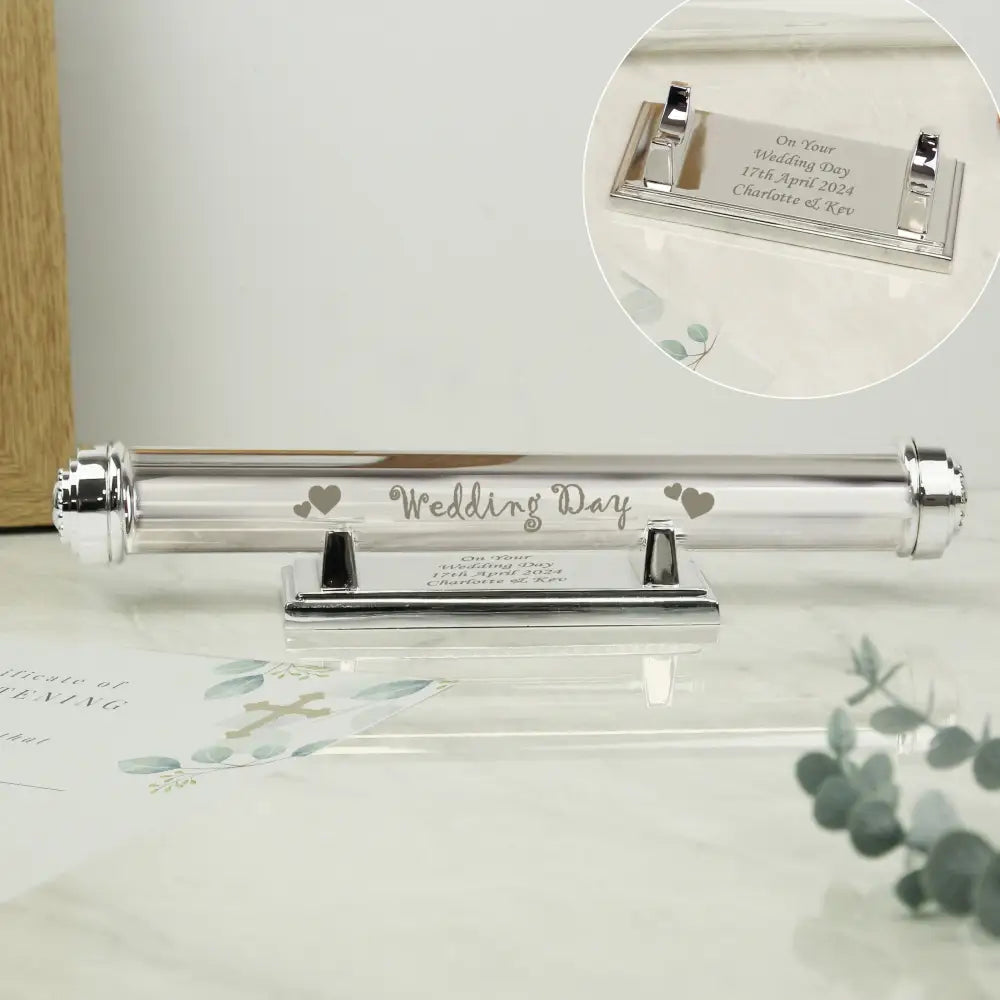 Keepsakes Personalised Wedding Day Silver Plated Certificate Holder