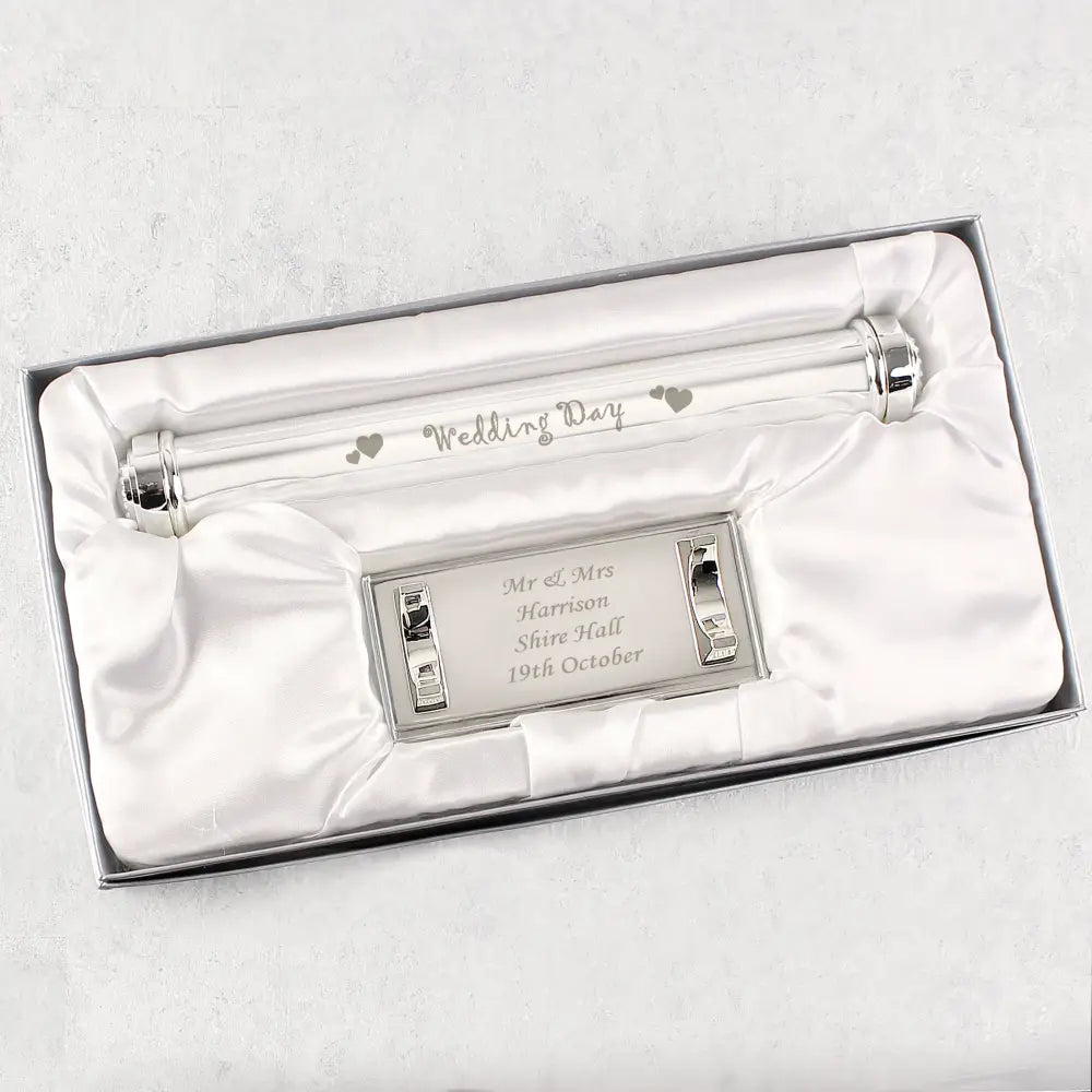 Keepsakes Personalised Wedding Day Silver Plated Certificate Holder