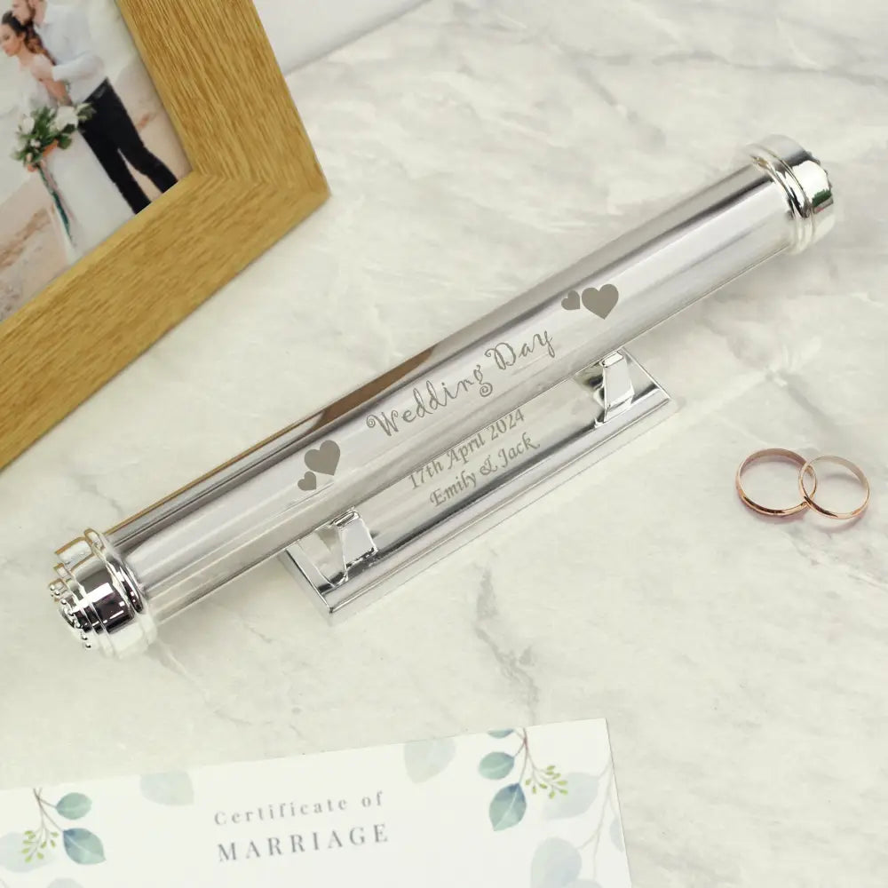 Keepsakes Personalised Wedding Day Silver Plated Certificate Holder