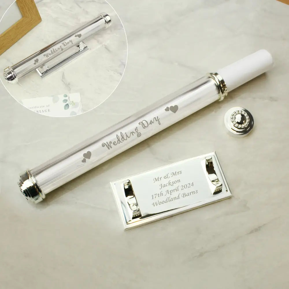 Keepsakes Personalised Wedding Day Silver Plated Certificate Holder