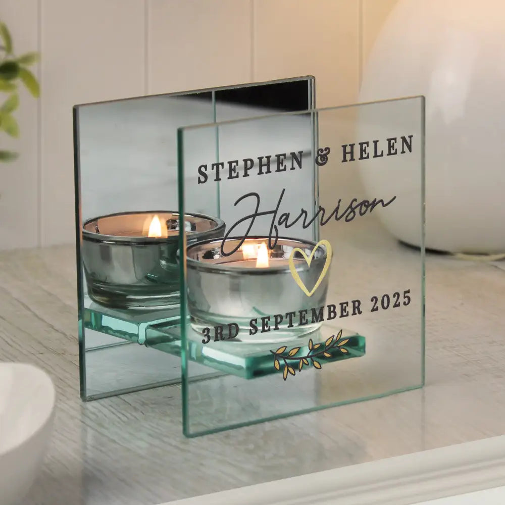 Candles & Reed Diffusers Personalised Wedding Mirrored Tealight Holder