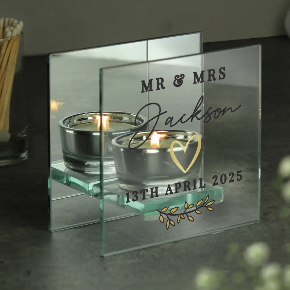 Candles & Reed Diffusers Personalised Wedding Mirrored Tealight Holder