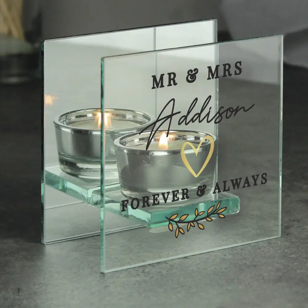 Candles & Reed Diffusers Personalised Wedding Mirrored Tealight Holder