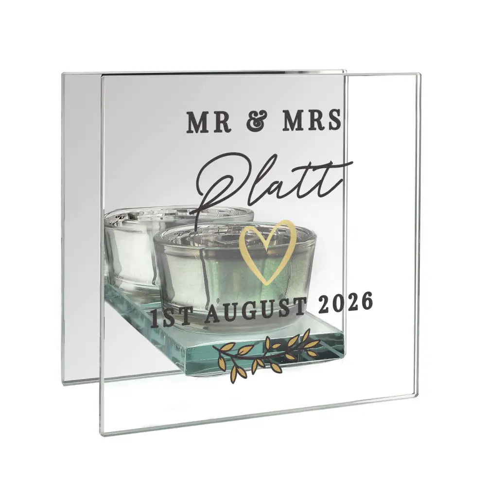 Candles & Reed Diffusers Personalised Wedding Mirrored Tealight Holder