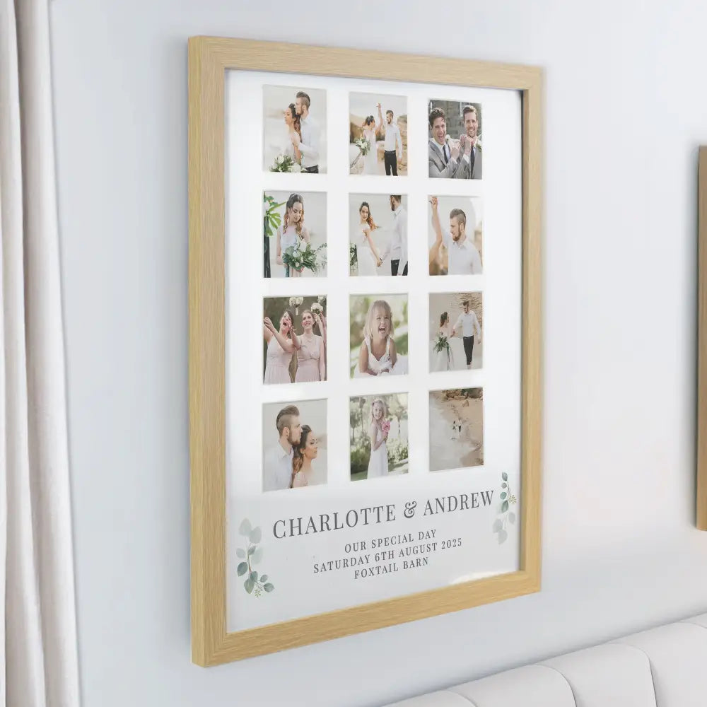 Photo Frames, Albums and Guestbooks Personalised Wedding Oak Multi Photo Frame