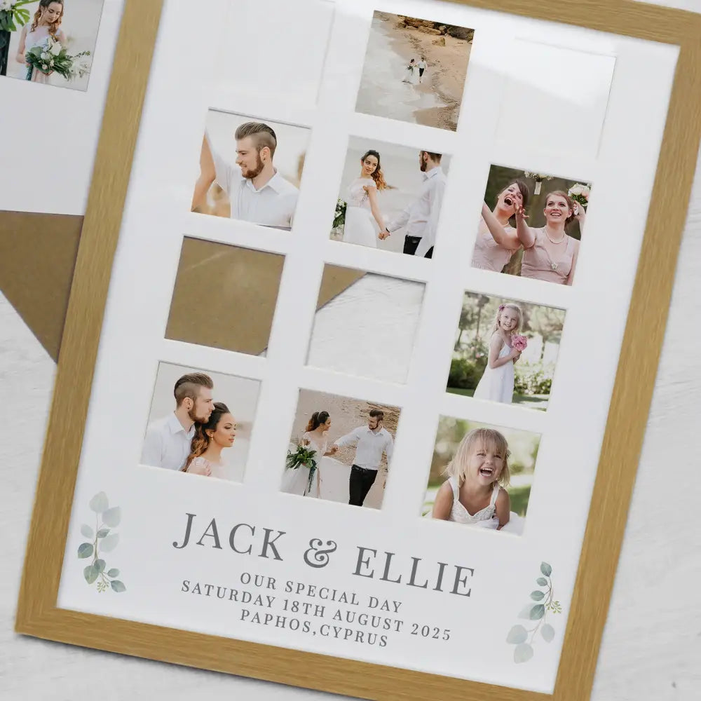 Photo Frames, Albums and Guestbooks Personalised Wedding Oak Multi Photo Frame