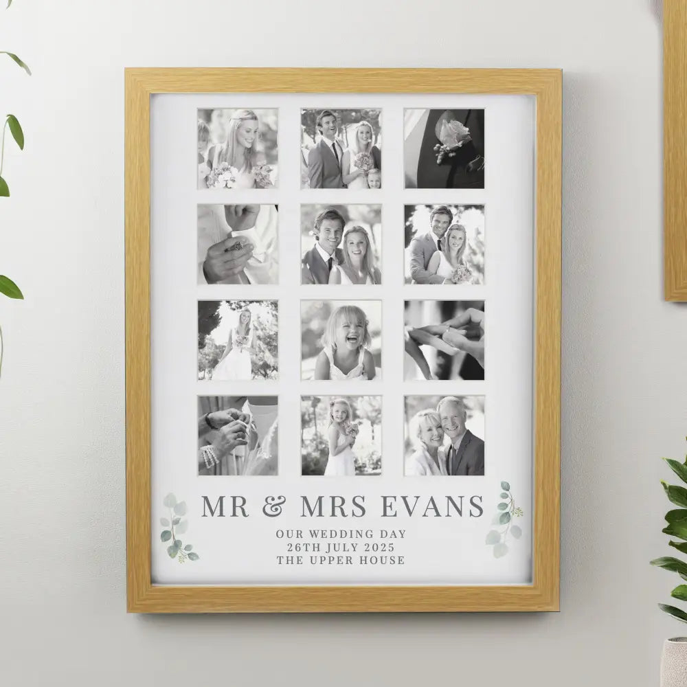 Photo Frames, Albums and Guestbooks Personalised Wedding Oak Multi Photo Frame