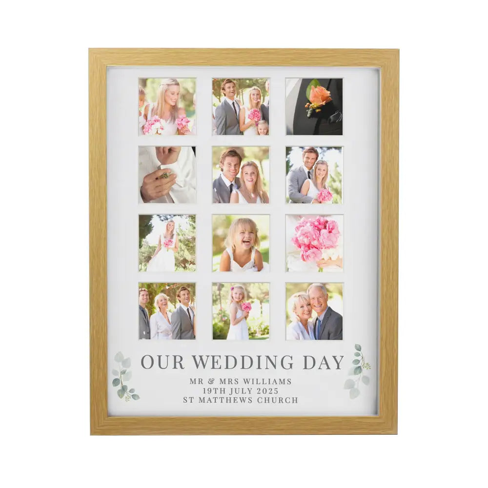Photo Frames, Albums and Guestbooks Personalised Wedding Oak Multi Photo Frame