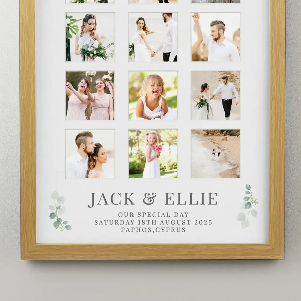 Photo Frames, Albums and Guestbooks Personalised Wedding Oak Multi Photo Frame