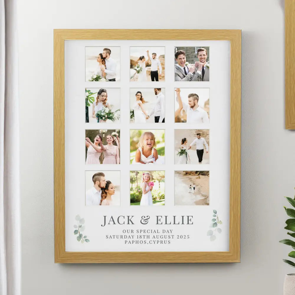 Photo Frames, Albums and Guestbooks Personalised Wedding Oak Multi Photo Frame