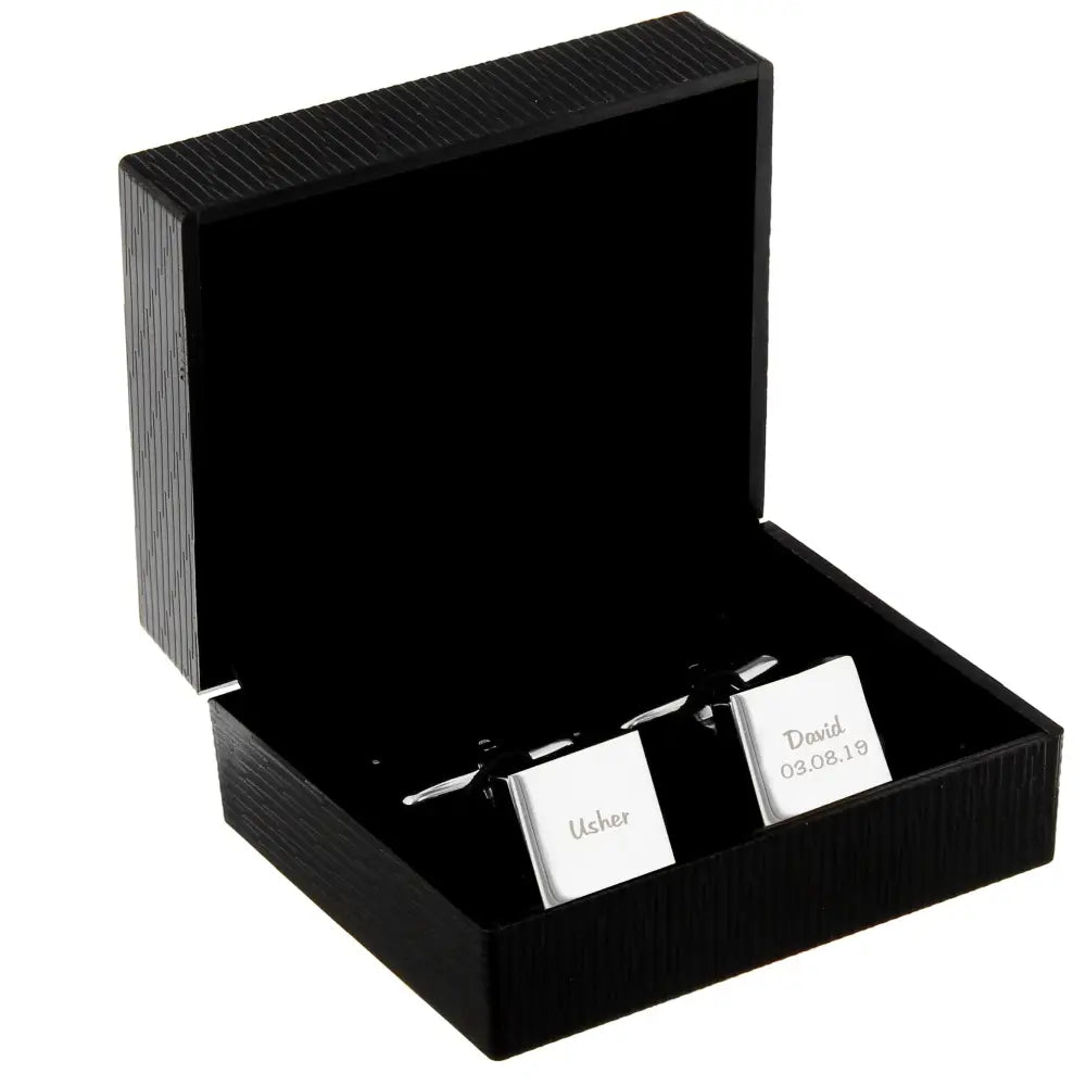Jewellery Personalised Wedding Role Square Cufflinks -1 line