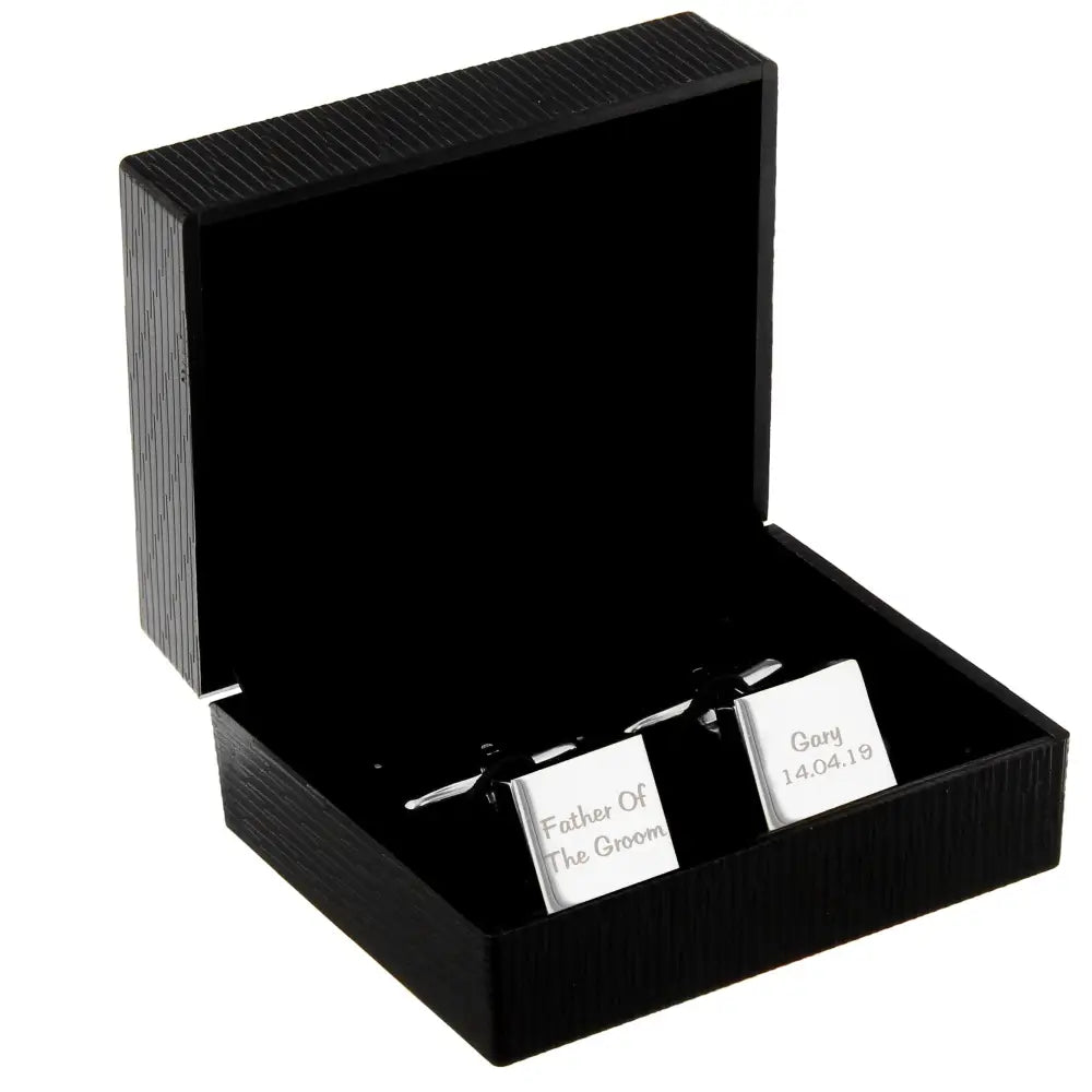Jewellery Personalised Wedding Role Square Cufflinks - 2 line