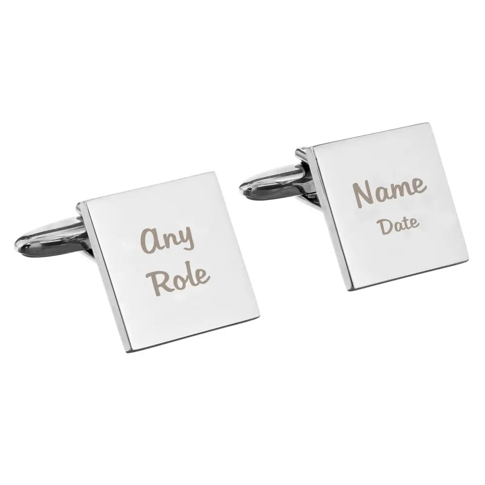 Jewellery Personalised Wedding Role Square Cufflinks - 2 line