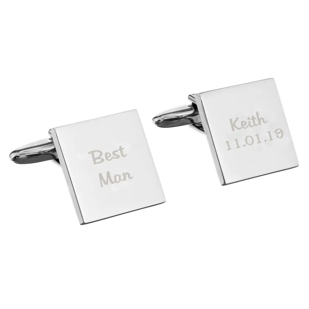 Jewellery Personalised Wedding Role Square Cufflinks - 2 line