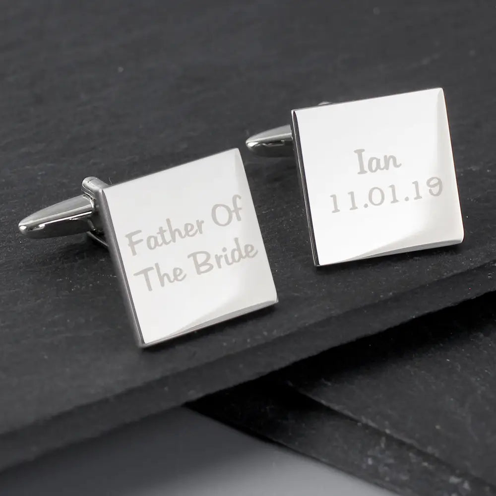 Jewellery Personalised Wedding Role Square Cufflinks - 2 line
