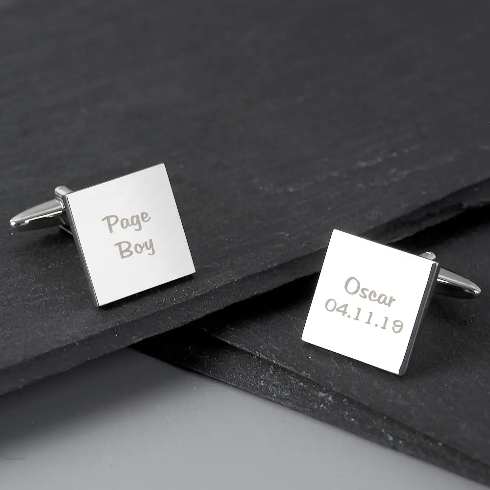 Jewellery Personalised Wedding Role Square Cufflinks - 2 line