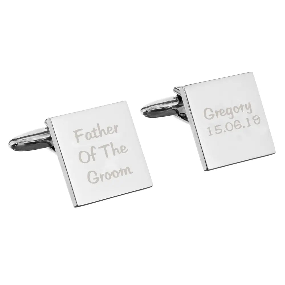 Jewellery Personalised Wedding Role Square Cufflinks -3 lines