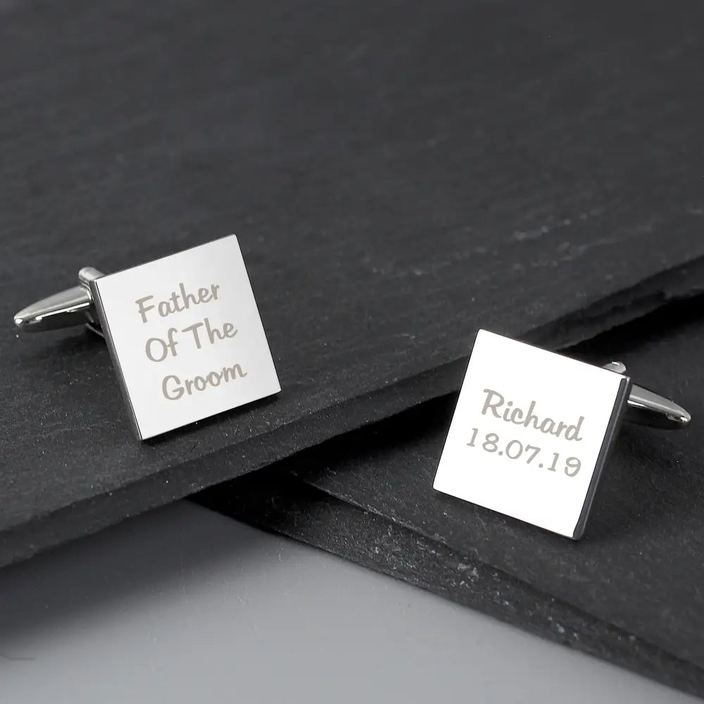 Jewellery Personalised Wedding Role Square Cufflinks -3 lines
