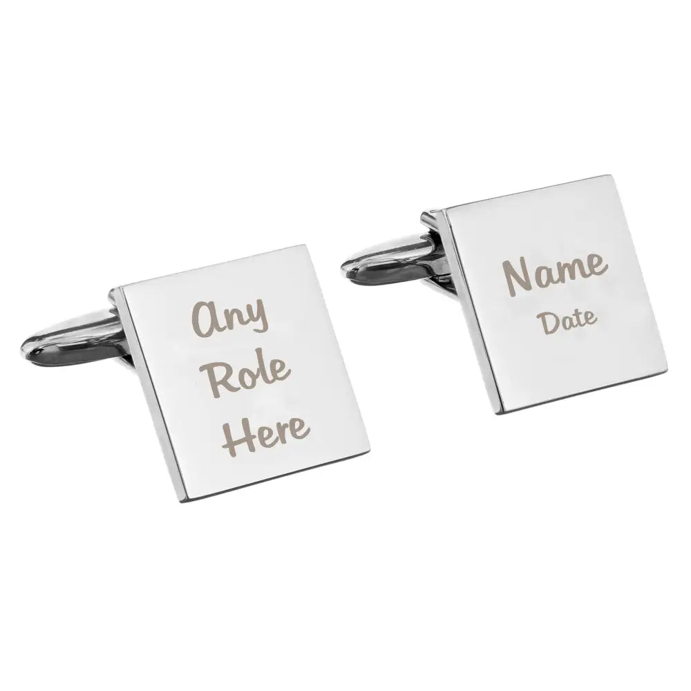Jewellery Personalised Wedding Role Square Cufflinks -3 lines