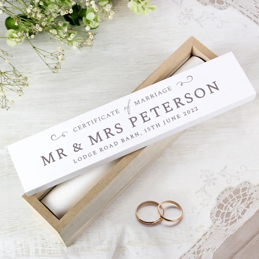 Keepsakes Personalised Wedding Wooden Certificate Holder