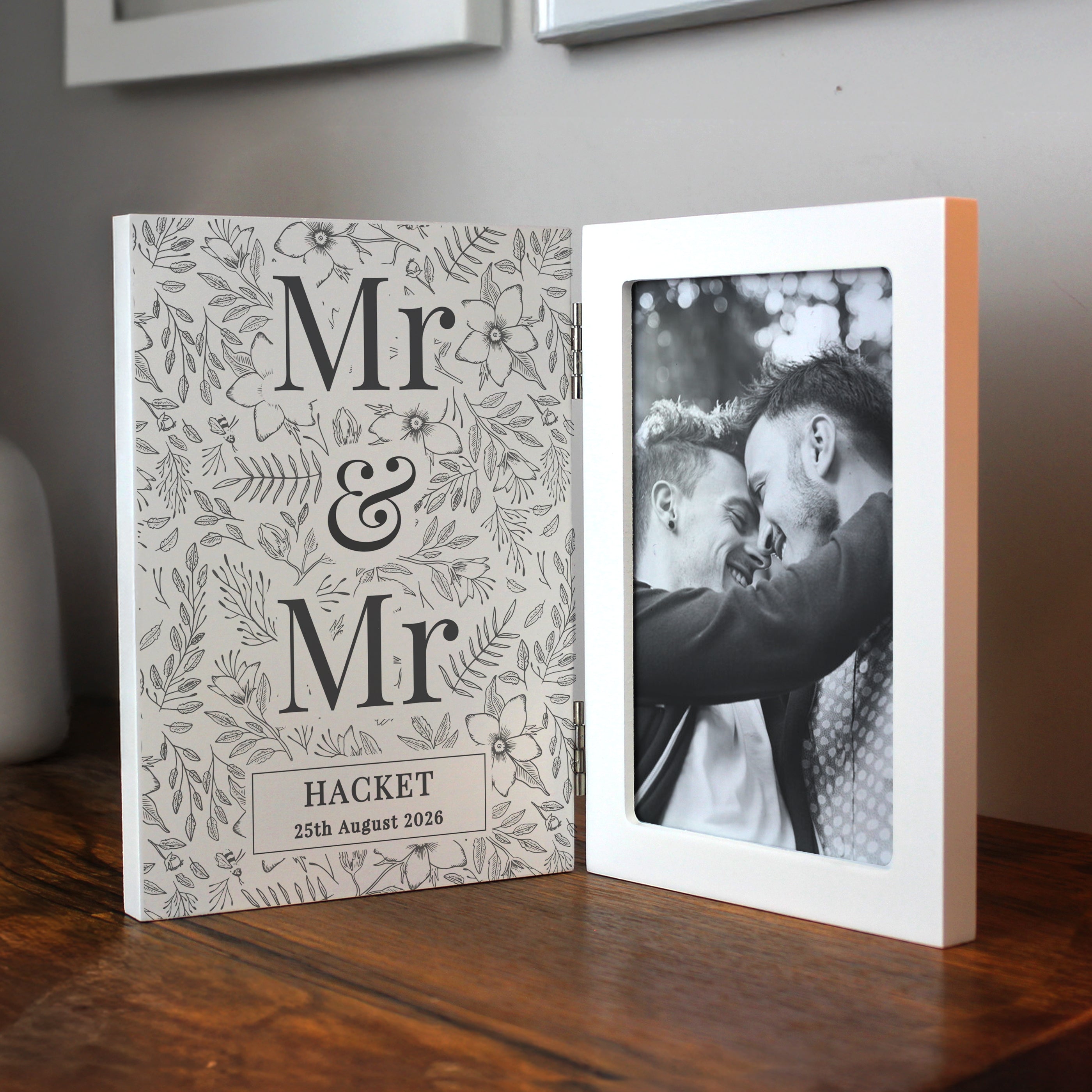Photo Frames, Albums and Guestbooks Personalised Wedding Wooden Hinged 6x4 Photo Frame