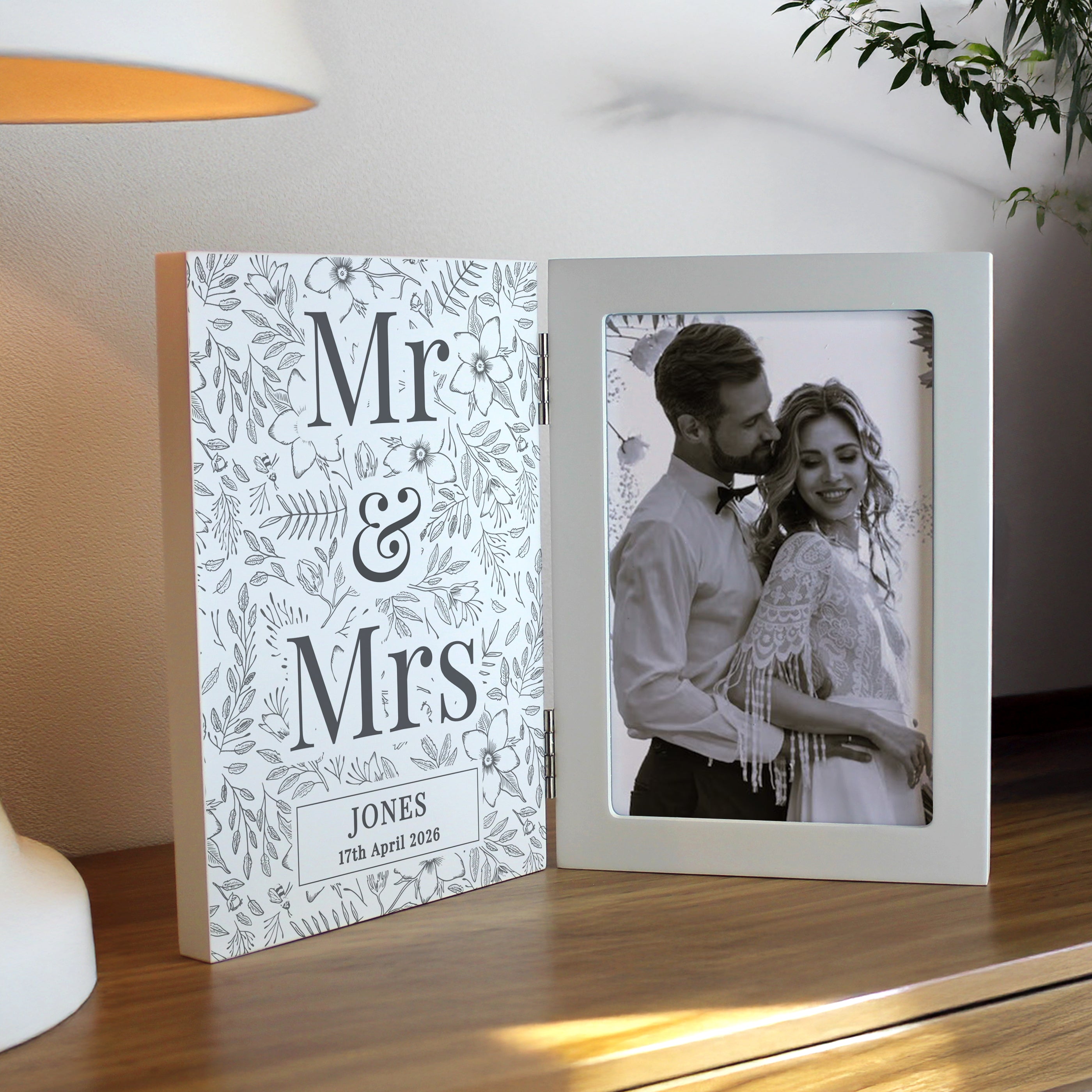 Photo Frames, Albums and Guestbooks Personalised Wedding Wooden Hinged 6x4 Photo Frame