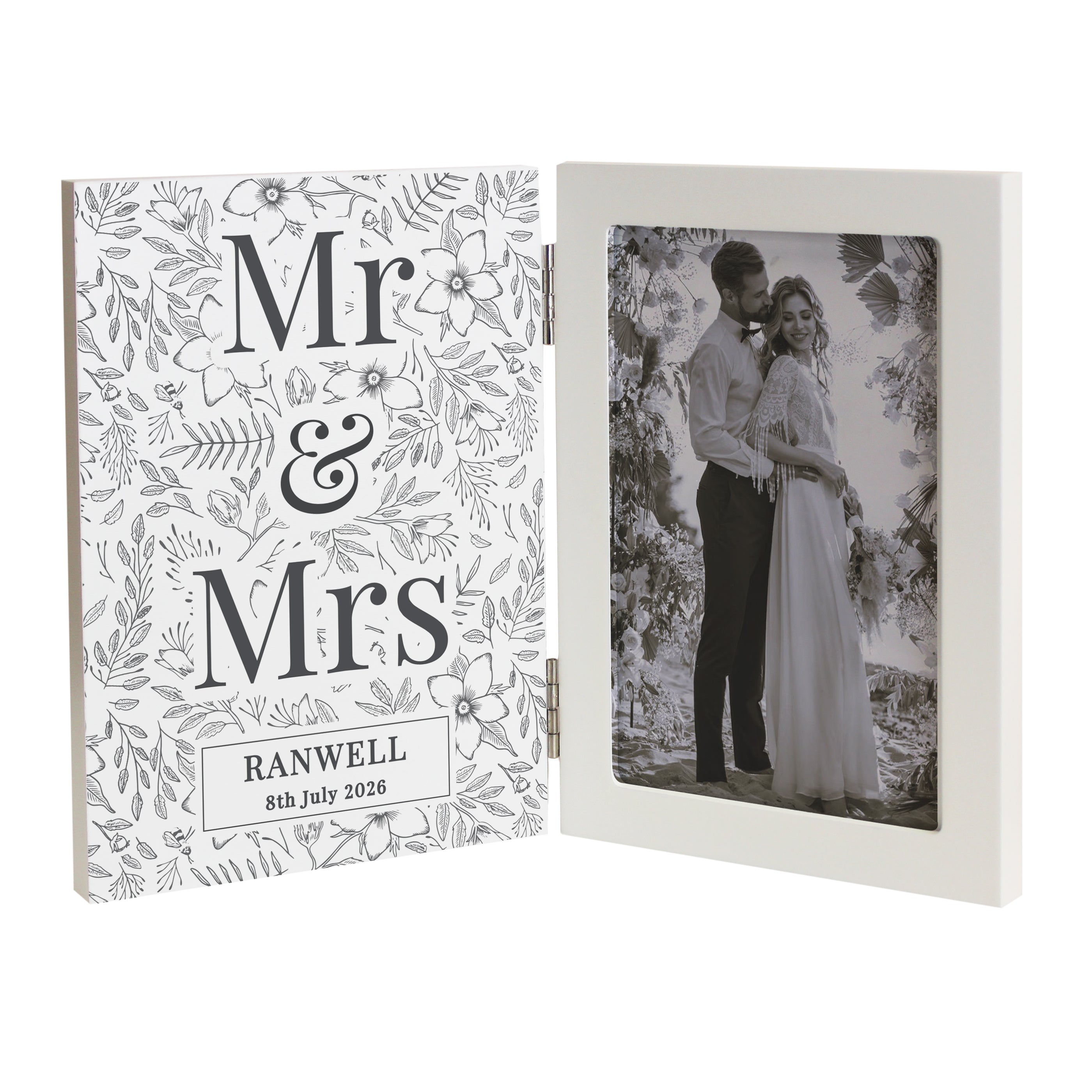 Photo Frames, Albums and Guestbooks Personalised Wedding Wooden Hinged 6x4 Photo Frame